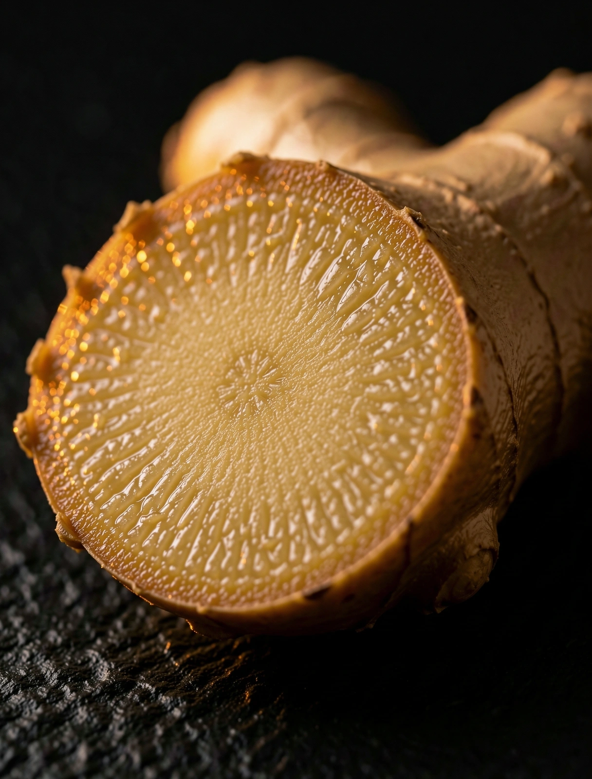 Macro texture of fresh ginger root